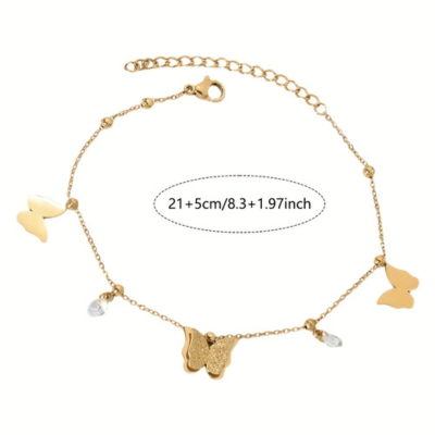 Bracelet de cheville papillon doré SIREN