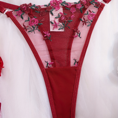 Ensemble en dentelle à fleurs écarlates SIREN