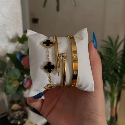 Ensemble de 3 bracelets de luxe en acier inoxydable