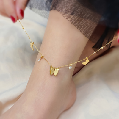 Bracelet de cheville papillon doré SIREN